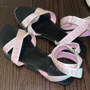 Guess Pink and Black Strappy Sandals
